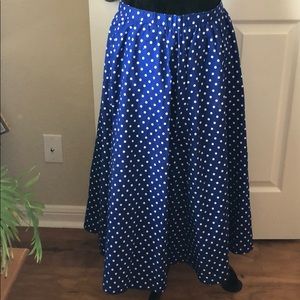 Vintage blue and white polka dot skirt